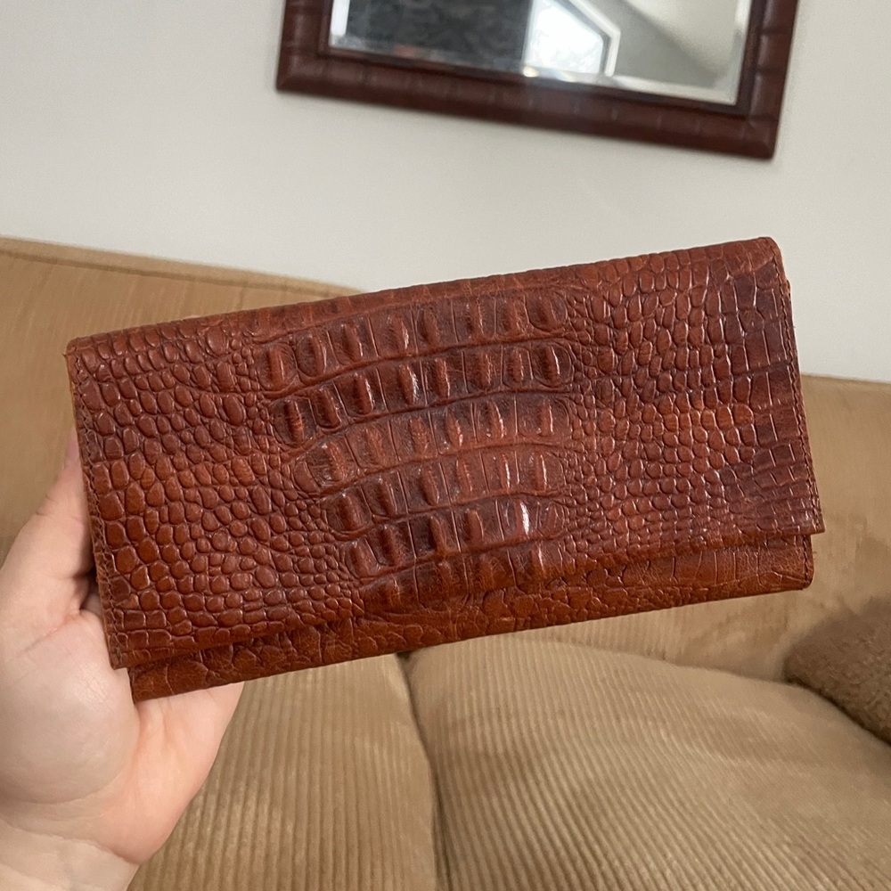 ABLE Debre Wallet in Brown Whiskey Embossed Crocodile